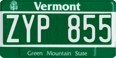 VT license plate ZYP855