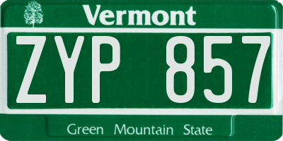 VT license plate ZYP857
