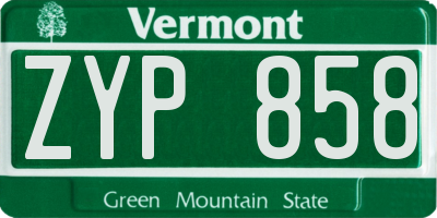 VT license plate ZYP858