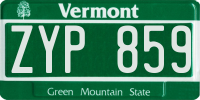 VT license plate ZYP859