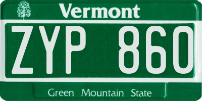 VT license plate ZYP860