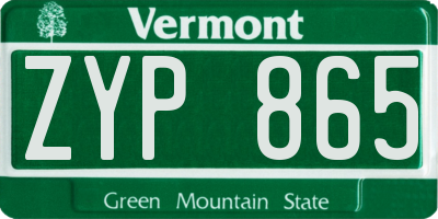VT license plate ZYP865