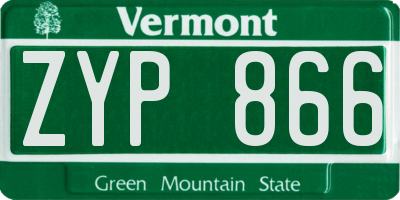 VT license plate ZYP866