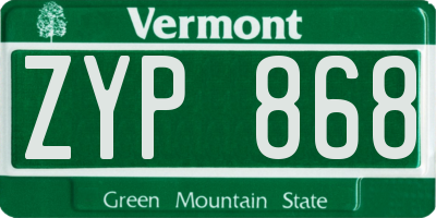 VT license plate ZYP868