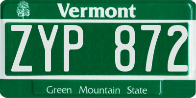 VT license plate ZYP872