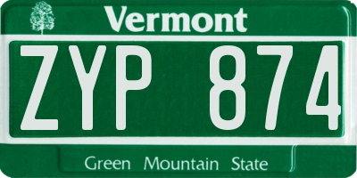 VT license plate ZYP874