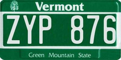VT license plate ZYP876