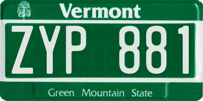 VT license plate ZYP881
