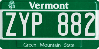 VT license plate ZYP882