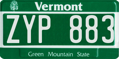 VT license plate ZYP883