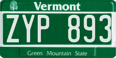 VT license plate ZYP893