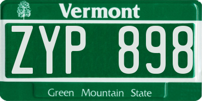 VT license plate ZYP898