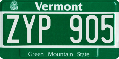 VT license plate ZYP905