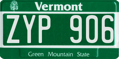 VT license plate ZYP906