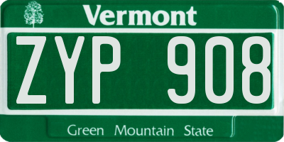 VT license plate ZYP908