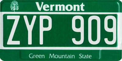VT license plate ZYP909