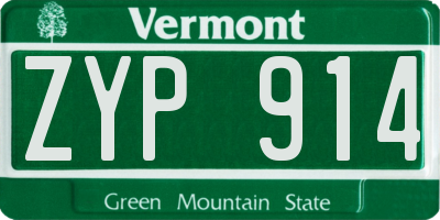VT license plate ZYP914