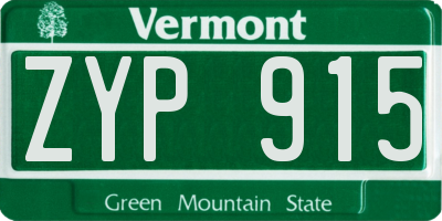 VT license plate ZYP915