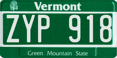 VT license plate ZYP918