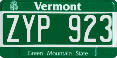 VT license plate ZYP923