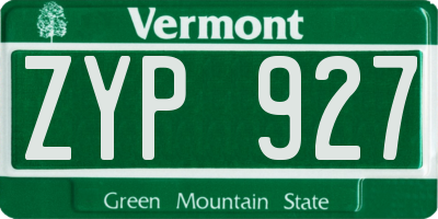 VT license plate ZYP927