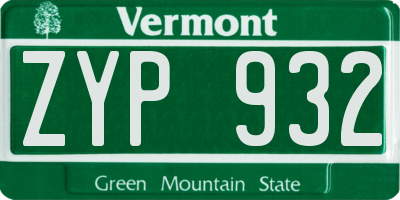 VT license plate ZYP932