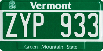 VT license plate ZYP933