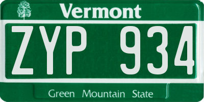 VT license plate ZYP934