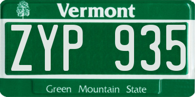 VT license plate ZYP935