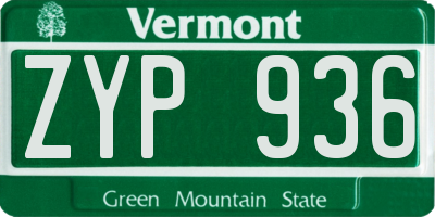 VT license plate ZYP936