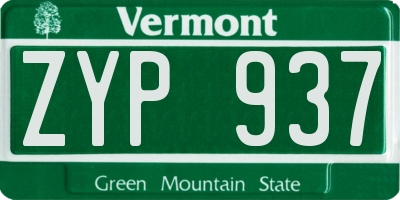 VT license plate ZYP937