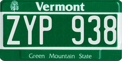 VT license plate ZYP938