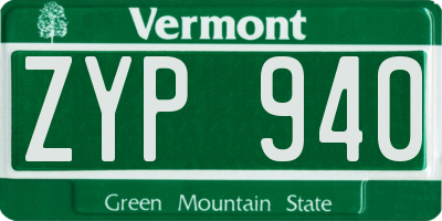 VT license plate ZYP940