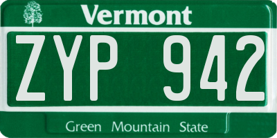 VT license plate ZYP942