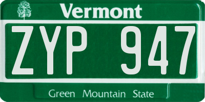 VT license plate ZYP947