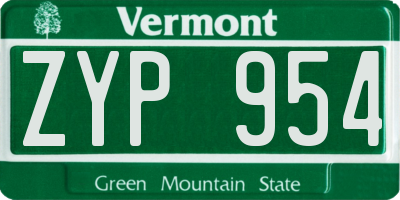 VT license plate ZYP954