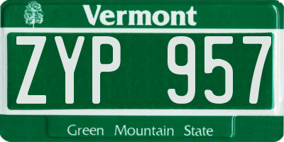 VT license plate ZYP957