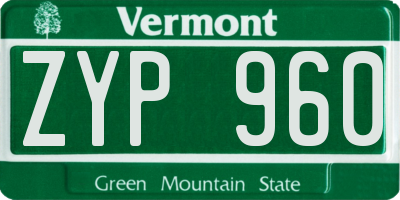VT license plate ZYP960