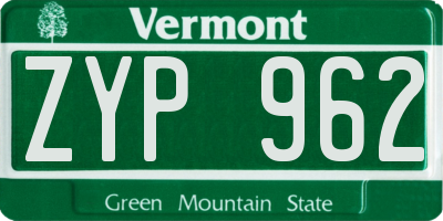 VT license plate ZYP962