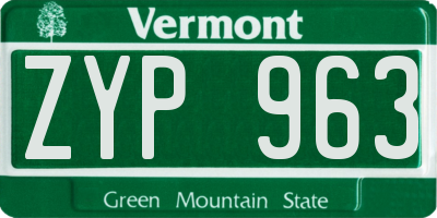 VT license plate ZYP963