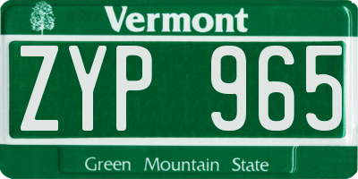 VT license plate ZYP965