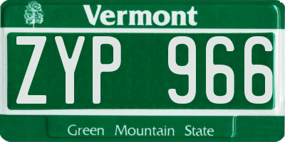 VT license plate ZYP966