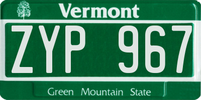 VT license plate ZYP967