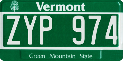 VT license plate ZYP974