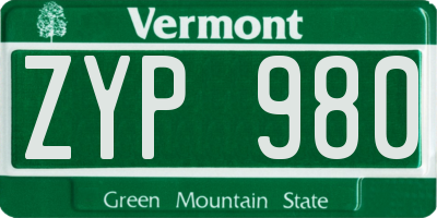 VT license plate ZYP980