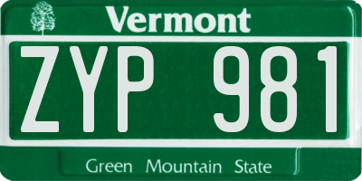 VT license plate ZYP981