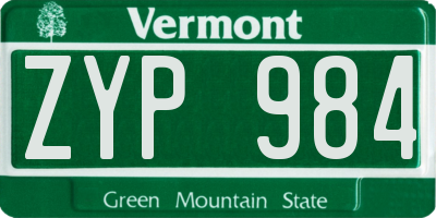 VT license plate ZYP984