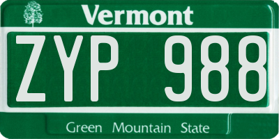 VT license plate ZYP988