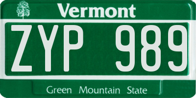 VT license plate ZYP989