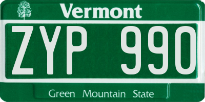 VT license plate ZYP990